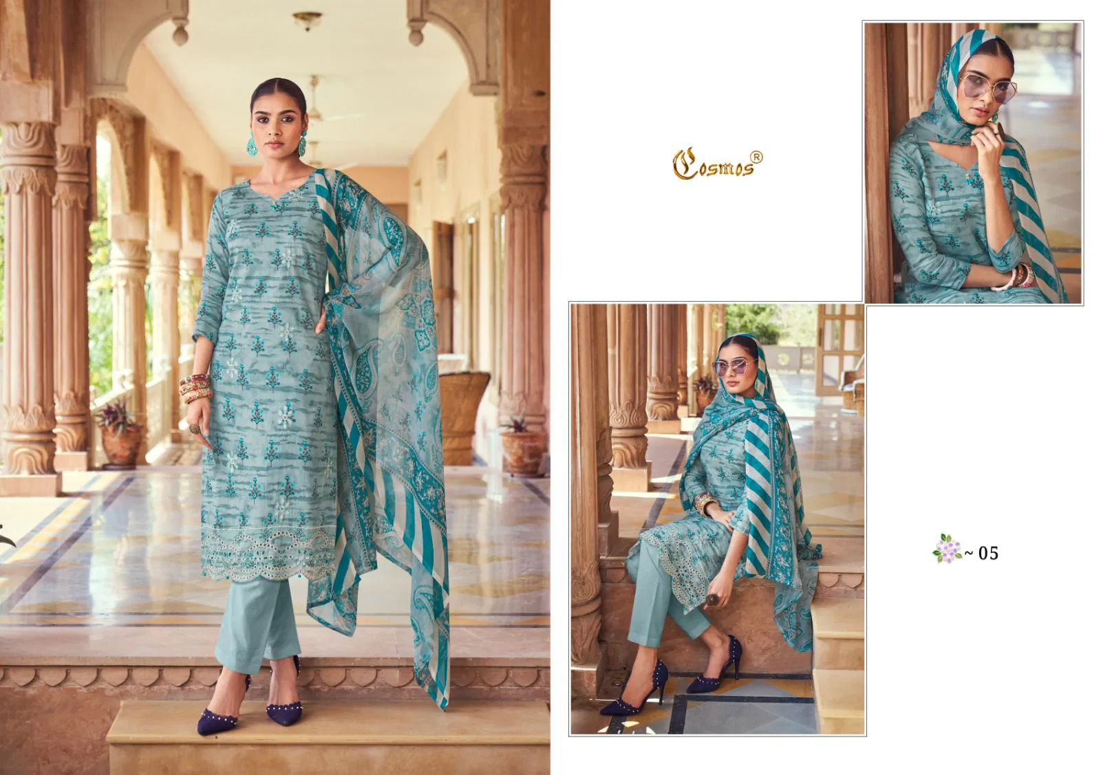 Cosmos Noor Printkari Cambric Cotton Suits Suppliers In India